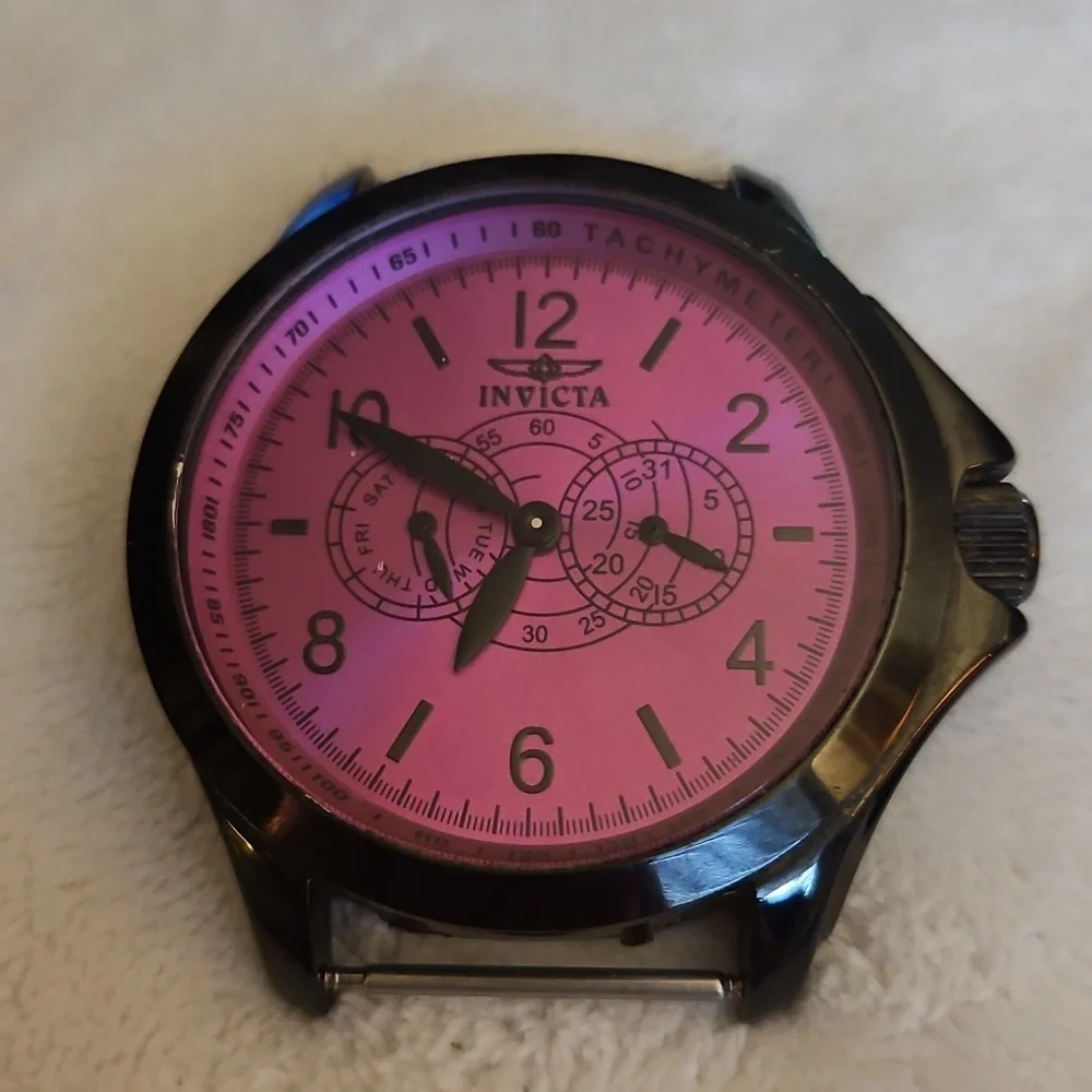 Vintage INVICTA Pink Dial Flame Fusion Crystal 100 M Water Resistant Watch